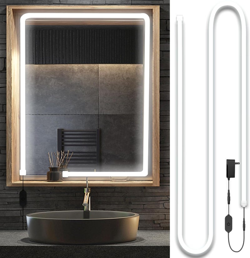 Blikshin أضواء مرآة الزينة LED، إضاءة مكياج على طراز هوليوود، 10 قدم/6000 كيلفن/قابلة للتعتيم/محول 12 فولت/أضواء شريط ذاتية اللصق للمرآة، إضاءة لطاولة الزينة ومرآة الحمام - Image 1